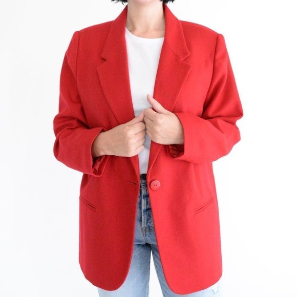 Vintage Sage Harbor Red 100% Wool Button Down Blazer 16P - Picture 2 of 13